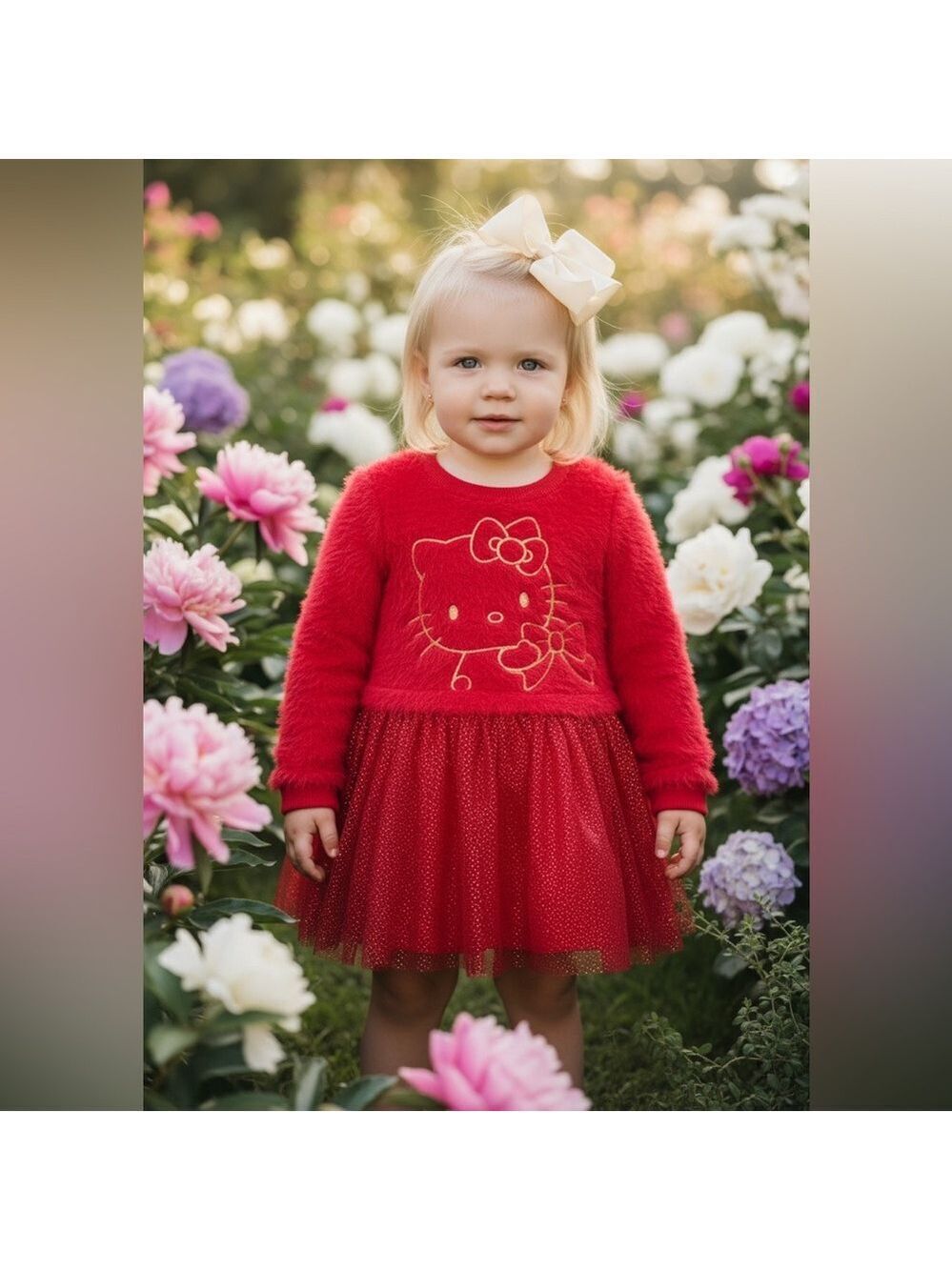 Hello Kitty Red Tutu Sweater Dress Girls 18M Holiday Party - Picture 10 of 14